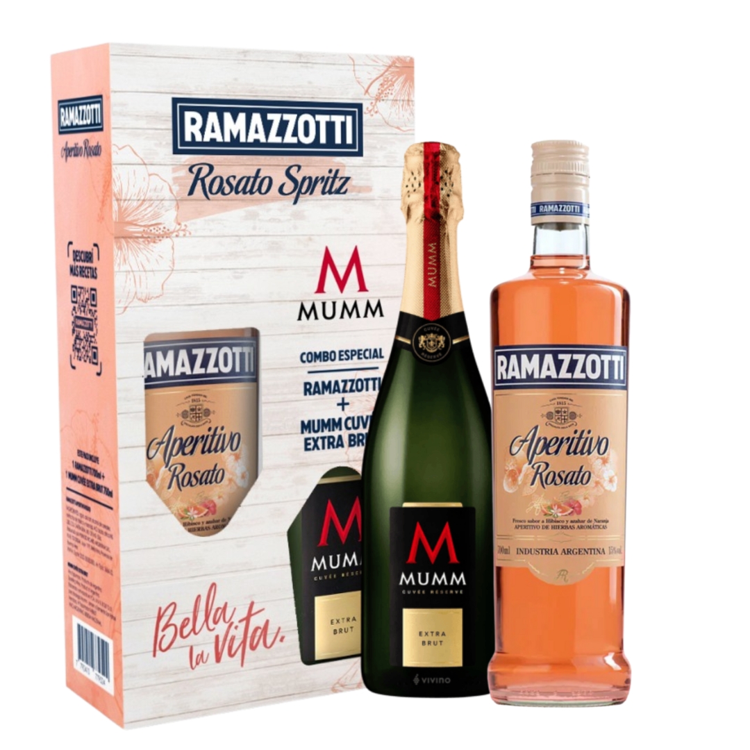 Ramazzotti estuche + Mumm Extra Brut.png Combo Ramazzotti Rosato + Mumm Extra Brut (Estuche) - Imagen 1