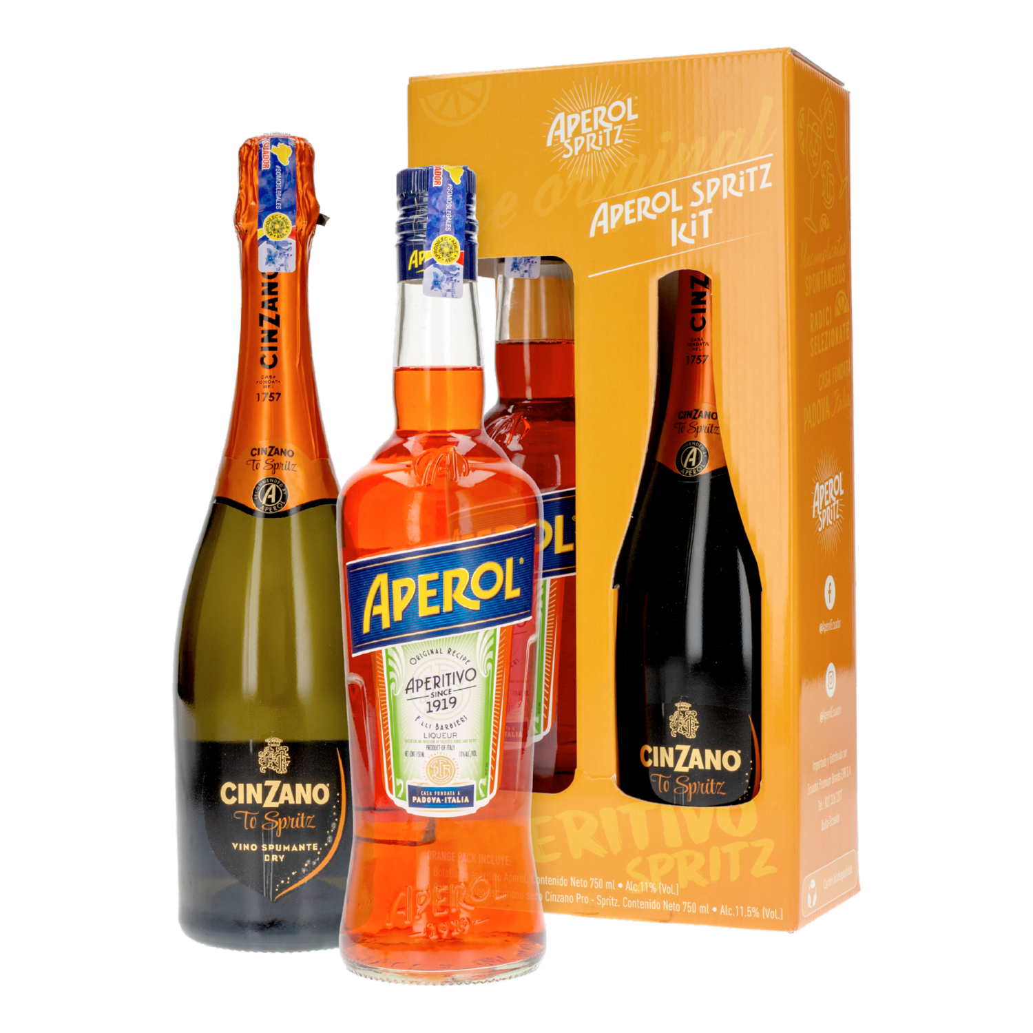 7005900904130-1-1 Estuche Aperol + Cinzano Pro Spiritz x 750 ml. - Imagen 1
